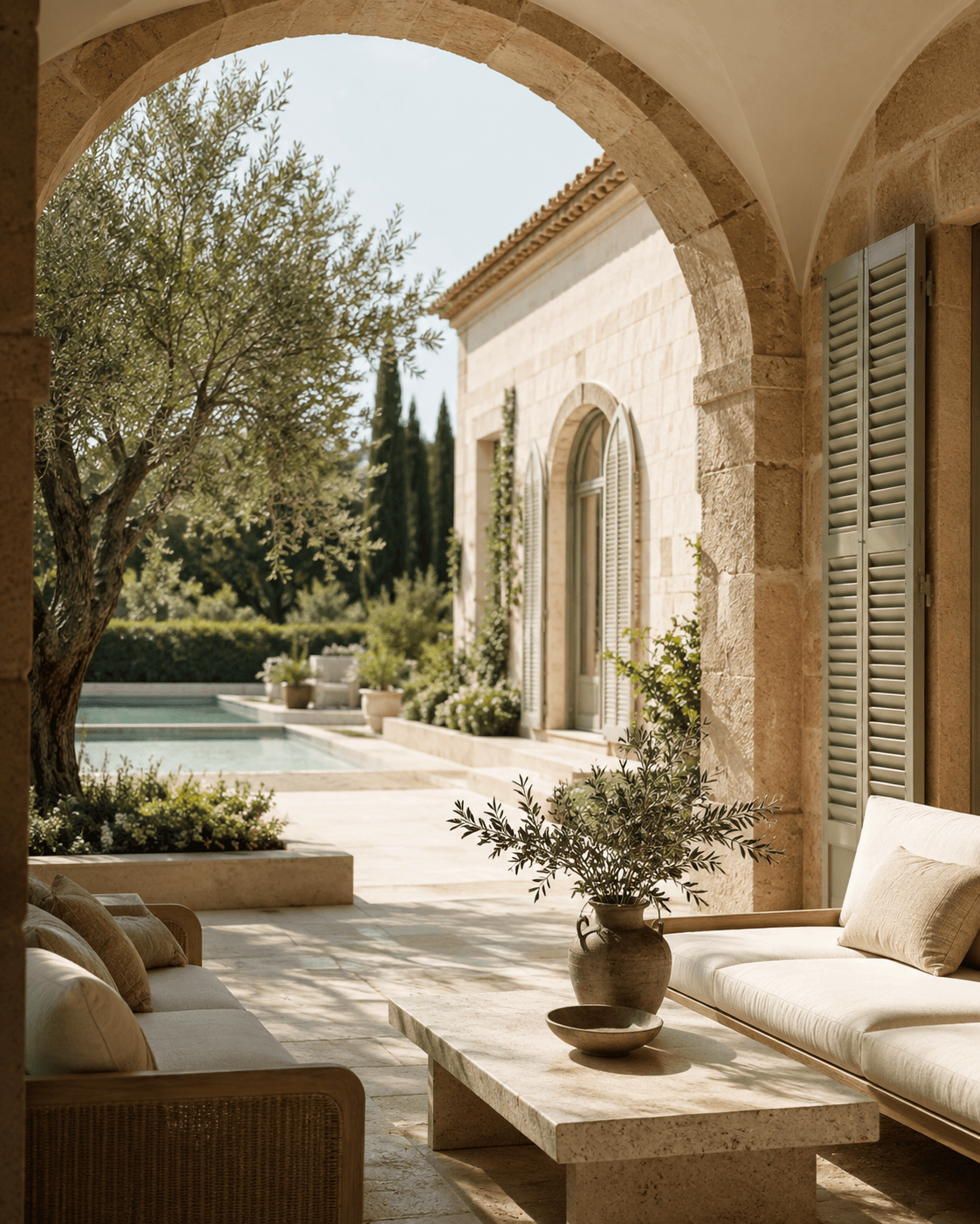 Villa méditerranéenne en pierre claire du projet Villa Alba
